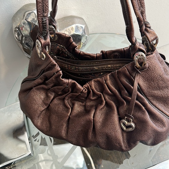 Brighton, metallic, brown, detachable, flower, coin, case tote - Picture 6 of 7